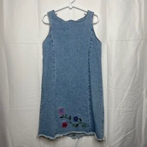 Vintage The Children's Place Embroidered Denim Dress Girls Size 6X/7
